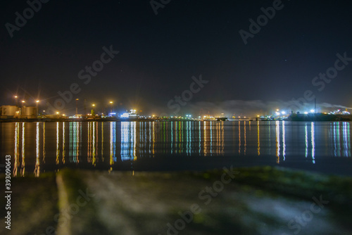 an evening sea, is a pier, port