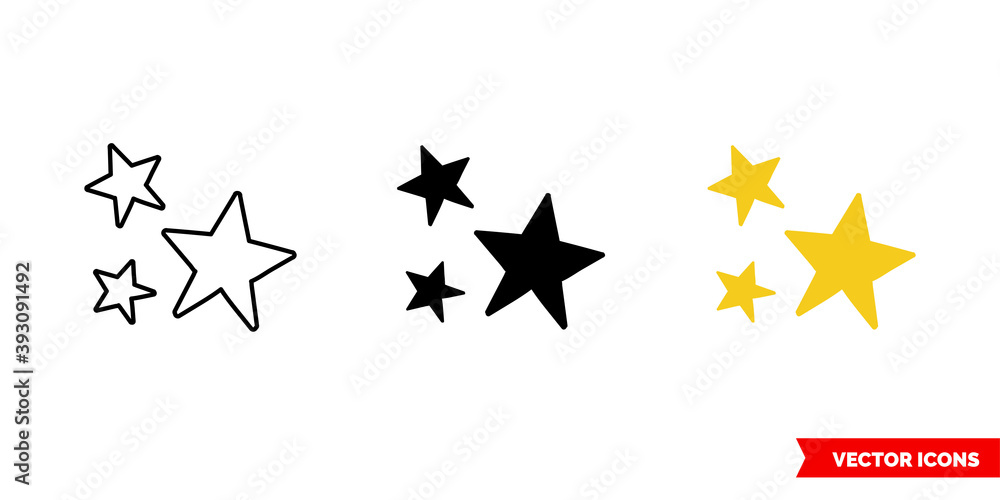 Clusters of stars icon of 3 types color, black and white, outline ...