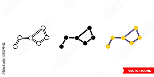 Big Dipper icon of 3 types color, black and white, outline. Isolated vector sign symbol.