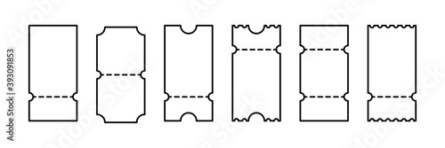 Linear coupons icon mockup. Vector isolated elements. Discount Coupons or ticket set of icons. Stock vector.