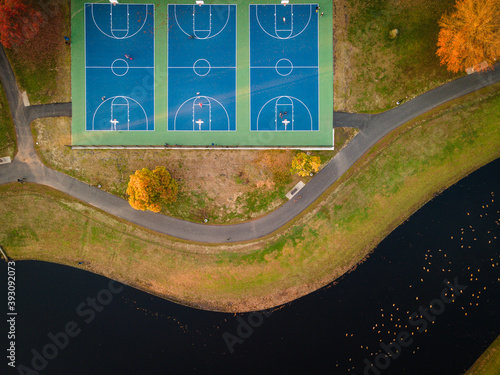 Aerial Sunset in South Plainfield New Jersey Spring Lake Park  photo