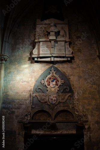 Dublin, Ireland - September 10, 2019: Interior of St. Patrick's Cathedral at low light photo