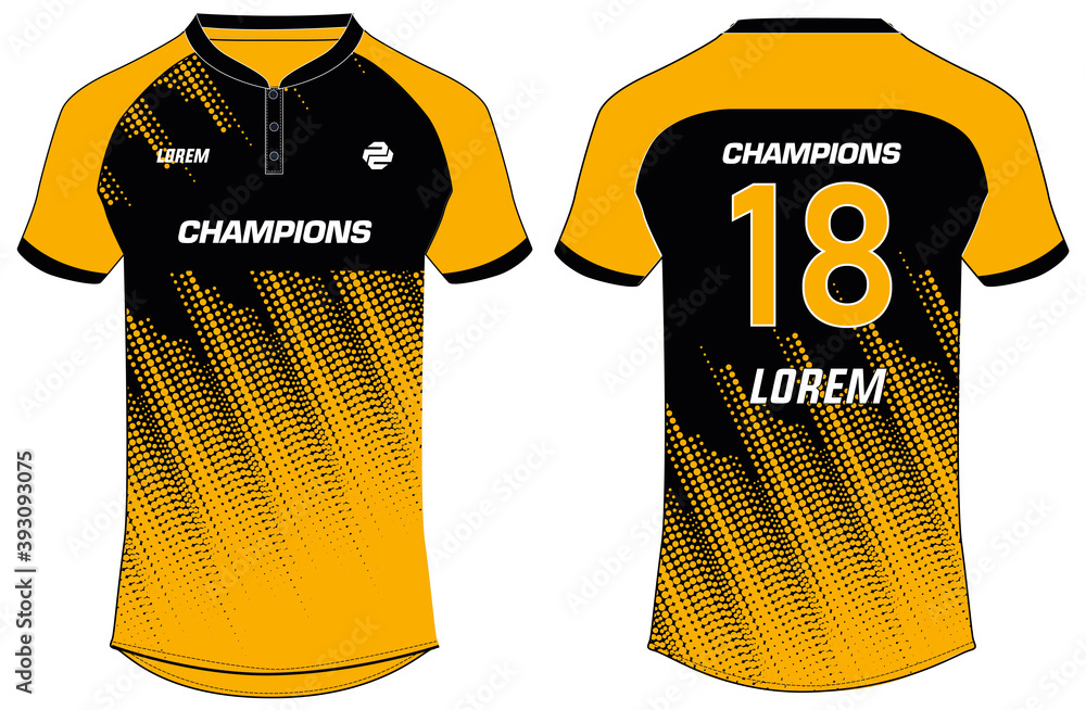 Sports t-shirt jersey design vector template, sports jersey with front and  back view for Soccer, Cricket, Football. PSL - Pakistan Super League Jersey  Concept. Peshawar Zalmi Jersey design Concept Stock Vector