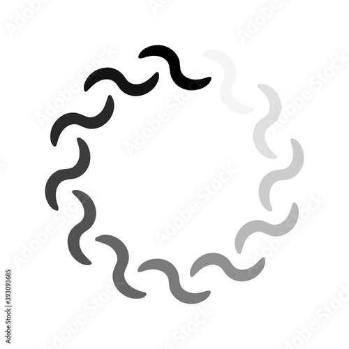 Wavy gray lines in the form of a circle on a white background.