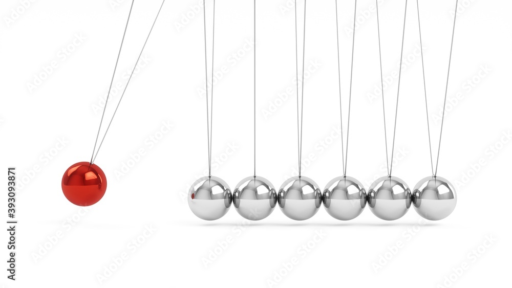 3D rendering Metal Newton's cradle on white background 3D rendering Metal Newton's cradle on white background