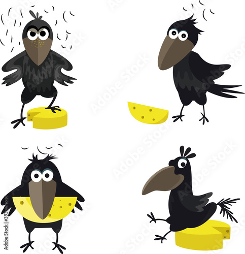 Cute crow with cheese seamless pattern vector image