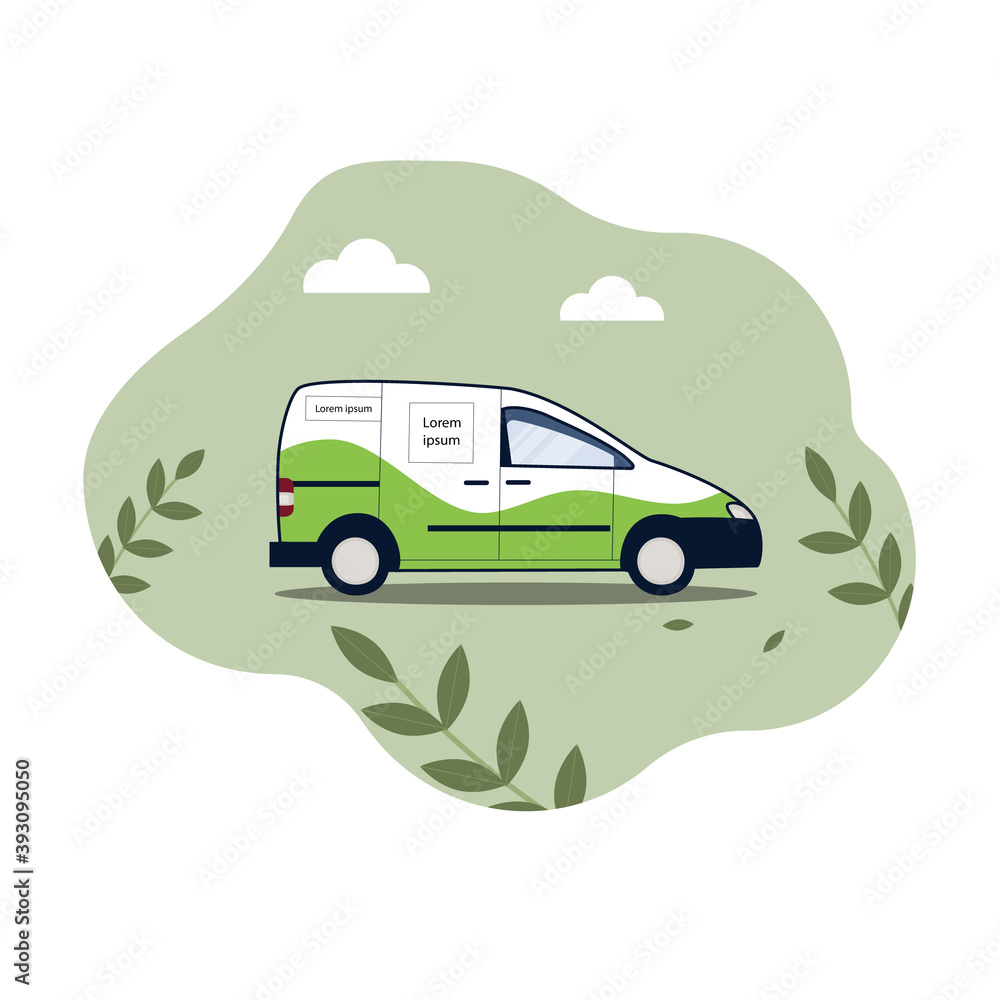 delivery car for small packages.vector illustration in flat style.