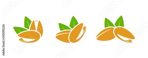 Fototapeta Naklejka Na Ścianę i Meble -  Pistachio nut  logo. Isolated pistachio nut on white background