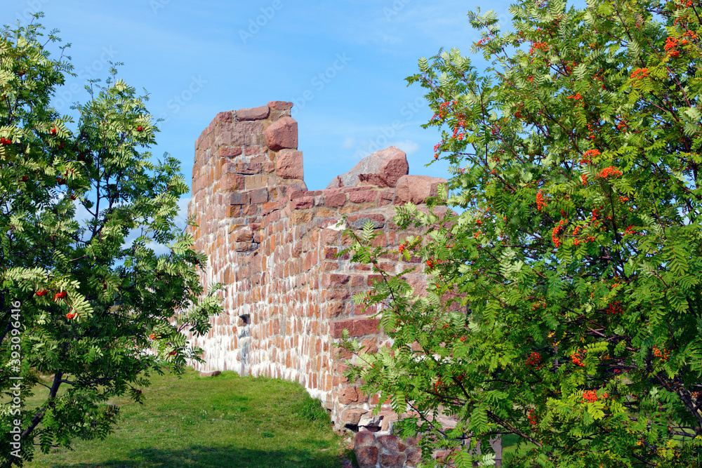Fortress ruins in Bomarsund in autumn.