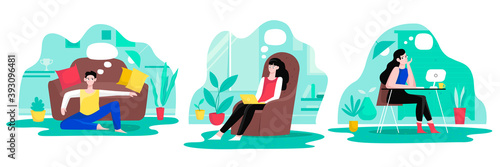 Set of freelance and remote work.