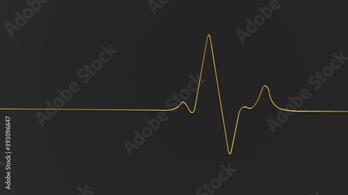 3d render gold heart rate icon on black background