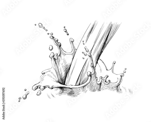 Hand Drawn Water Splash Vector Illustration.