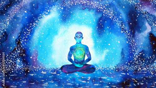 Bild auf Leinwand third eye indigo chakra human meditate mind mental health yoga spiritual healing