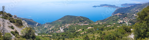 View of Eze village and the French Riviera from the Grande Corniche mountain, South of France © TravelWorld