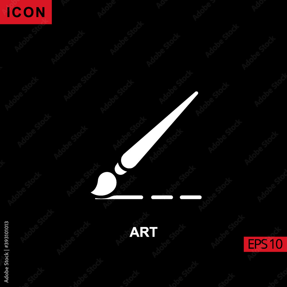 Icon art paint brush on black background. Illustration filled, glyph or flat icon for graphic, print media interfaces and web design. Icon art paint brush on black background. Illustration filled, glyph or flat icon for graphic, print media interfaces and web design.