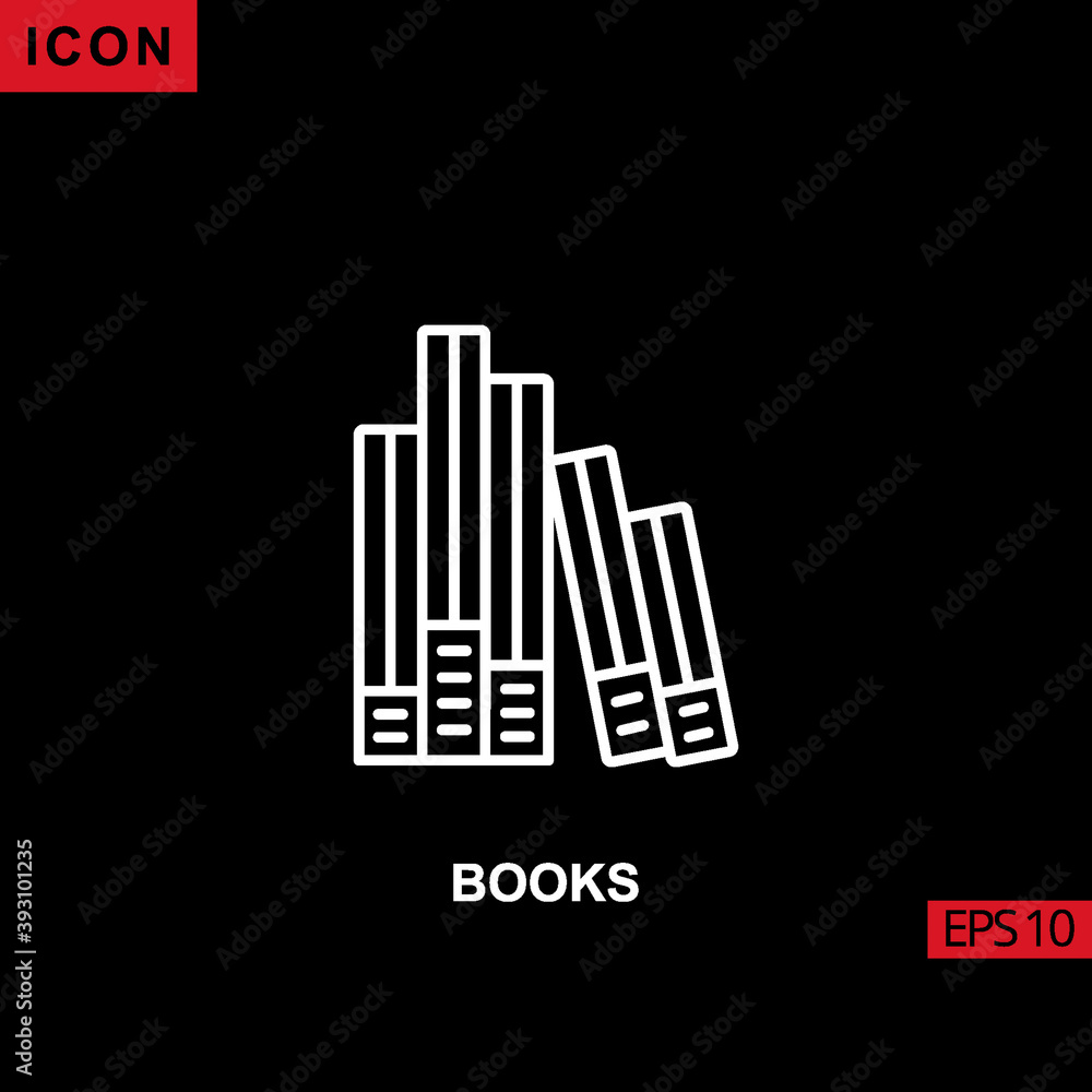 Icon book vector on black background. Illustration line, linear, outline and lineal icon for graphic, print media interfaces and web design. Icon book vector on black background. Illustration line, linear, outline and lineal icon for graphic, print media interfaces and web design.