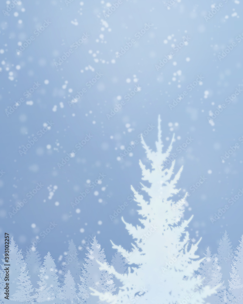 静かな雪景色、冬の背景素材