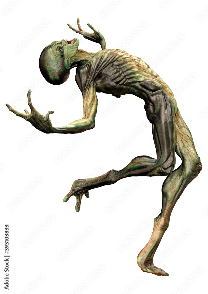 Fototapeta premium 3D Rendering Green Alien on White