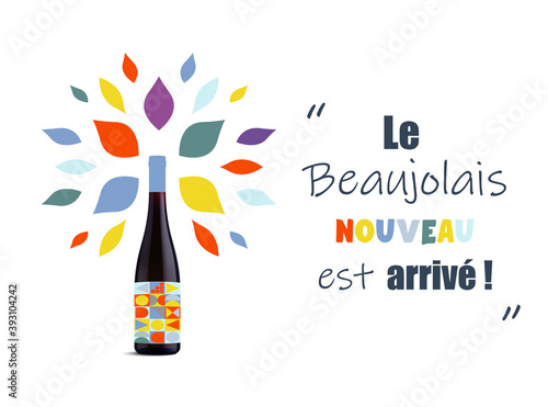 French festival concept for the new harvest of Beaujolais, French wine "Beaujolais Nouveau", in vector