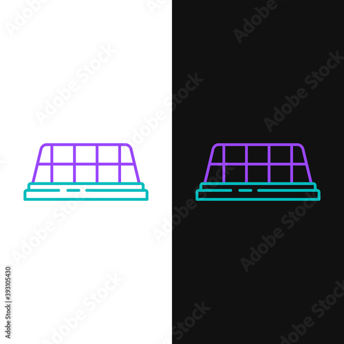 Line Taxi car roof icon isolated on white and black background. Colorful outline concept. Vector.