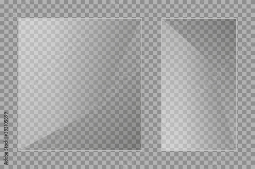 Flat glass plates set. Windows banners on transparent background.