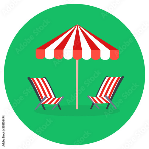 
Flat icon of patio, outdoor courtyard furnishing 
