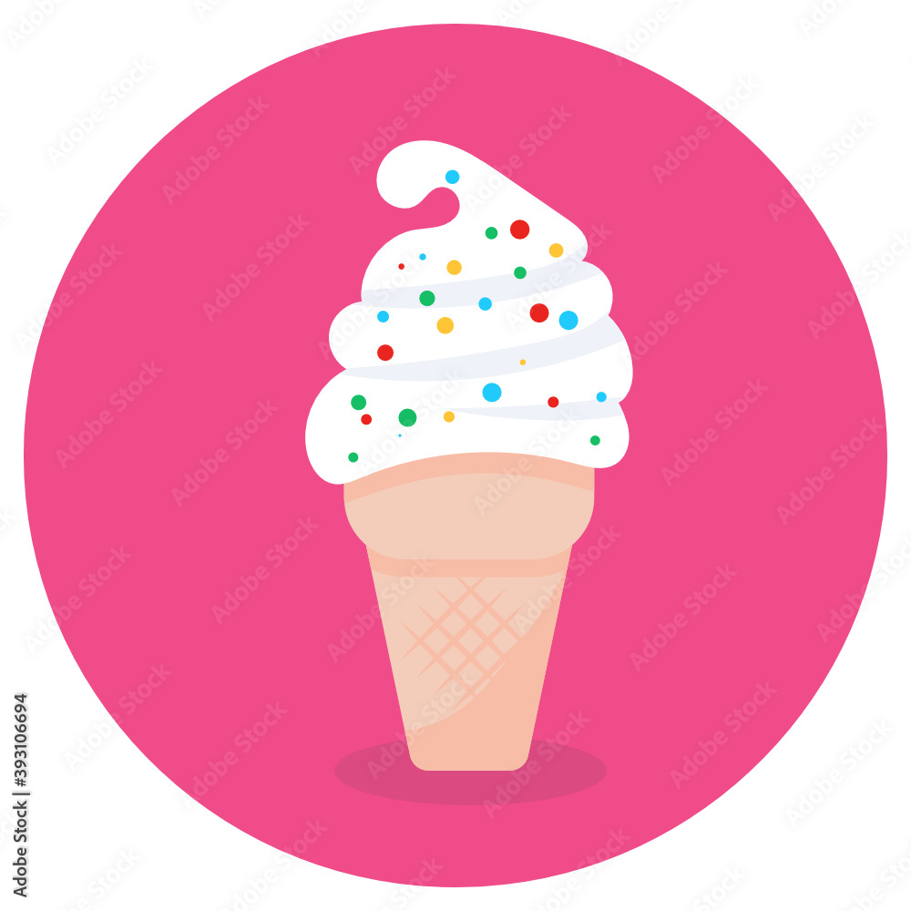 
Cone ice cream, dessert in editable style 

