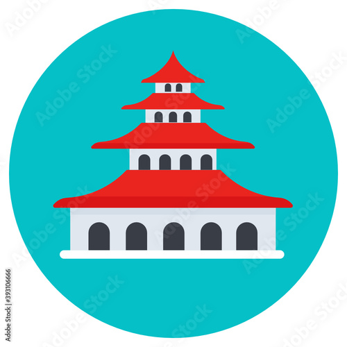 
Chinese pagoda, a famous landmark flat icon
