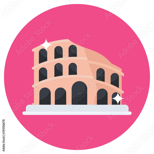 
Italian famous landmark at rome, colosseum flat icon
