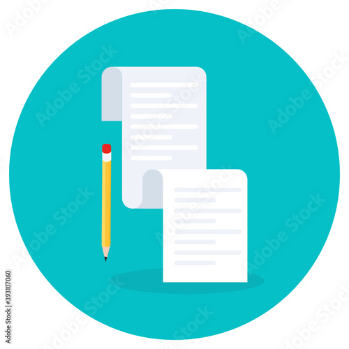 
Paper with pencil denoting list or things to buy items, flat icon
