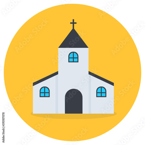 
A christianity house vector style, church flat icon design 
