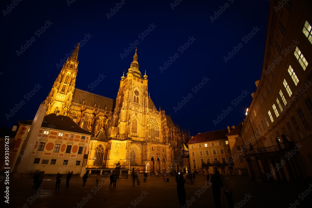 Prag, Hradčany, Prager Burg bei Nacht, Veitsdom Prag, Hradčany, Prager Burg bei Nacht, Veitsdom