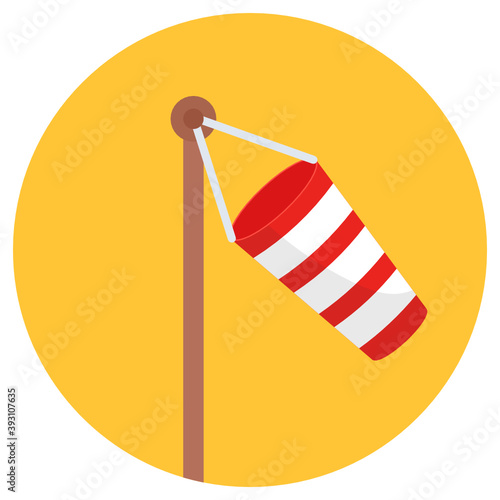 
A cone mounted on a mast showcasing windsock icon

