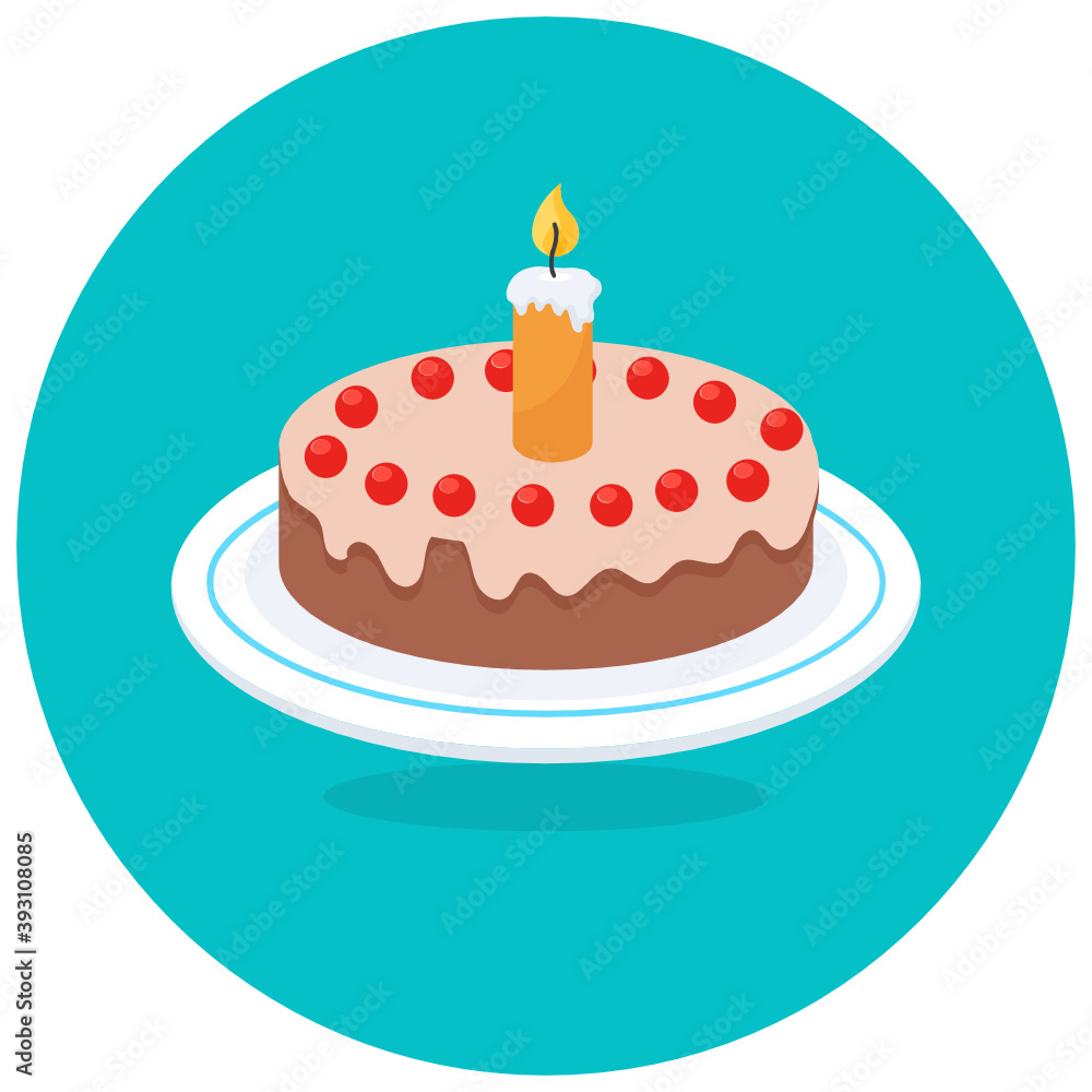 Cherry topping cake with a candle on it, party dessert
Cherry topping cake with a candle on it, party dessert