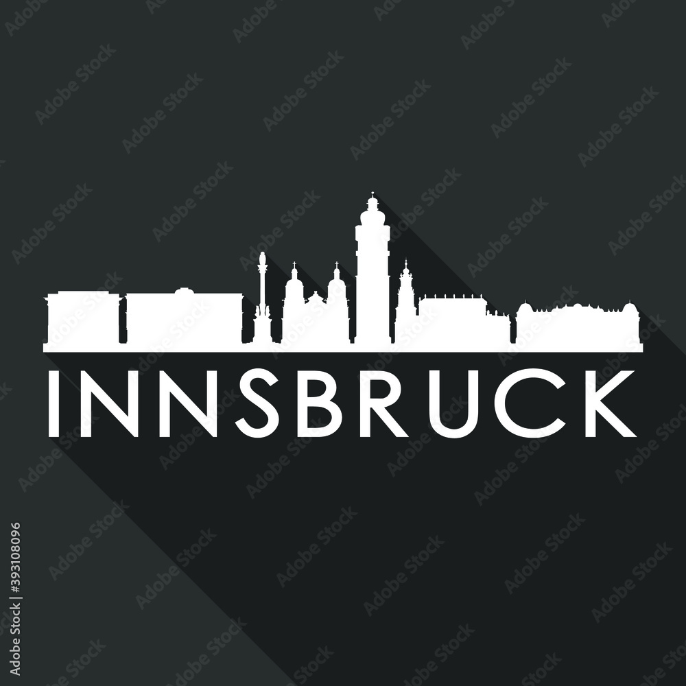 Innsbruck Austria Flat Icon Skyline. A Silhouette Design City Vector Art. Famous Buildings in Vector.