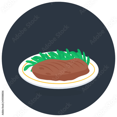 
An icon design of grilled steak, vector of beefsteak in editable flat style 
