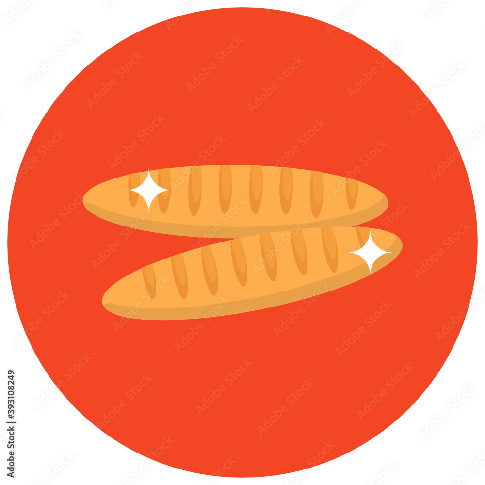 baguette bread icon style, breakfast bread flat rounded style
baguette bread icon style, breakfast bread flat rounded style