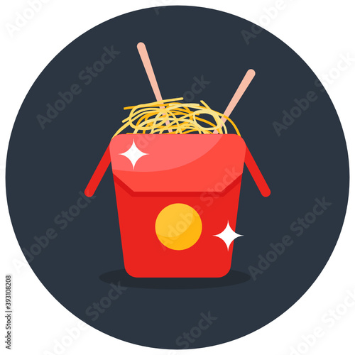 
A trendy flat rounded icon of noodles pack 
