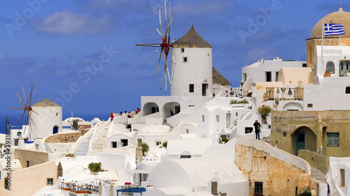 Windmill at the village of Oia in Santorini, Greece