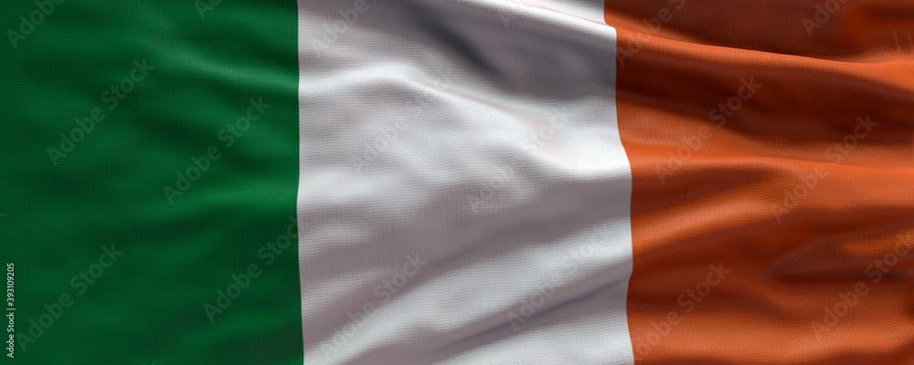Waving flag of Ireland - Flag of Ireland - 3D flag background
