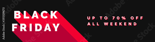 Black Friday Sale. Black Friday Banner with Luxury Elegant Typography Text Logo. Up to 70% Off. Black Friday Horizontal Web Banner Design Template Vector EPS10