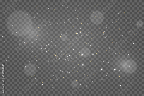 The dust sparks and golden stars shine with special light.