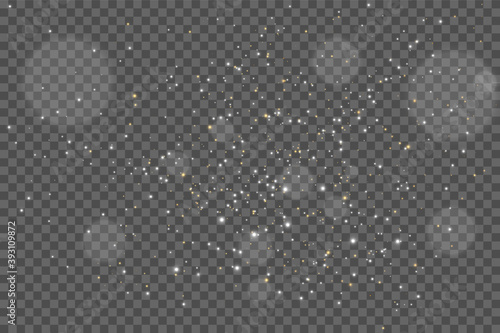 The dust sparks and golden stars shine with special light.