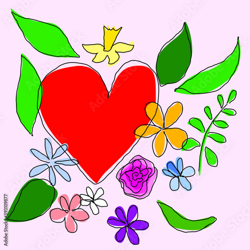 heart with flowers
