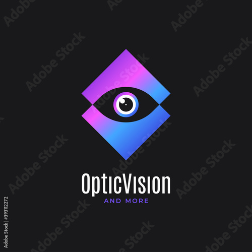 Eye logo design. Optic vision icon on black