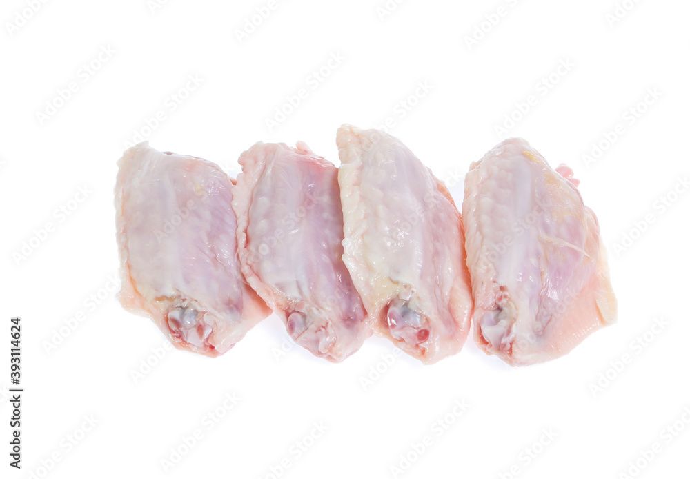 Raw chicken on cutting board on white background Raw chicken on cutting board on white background