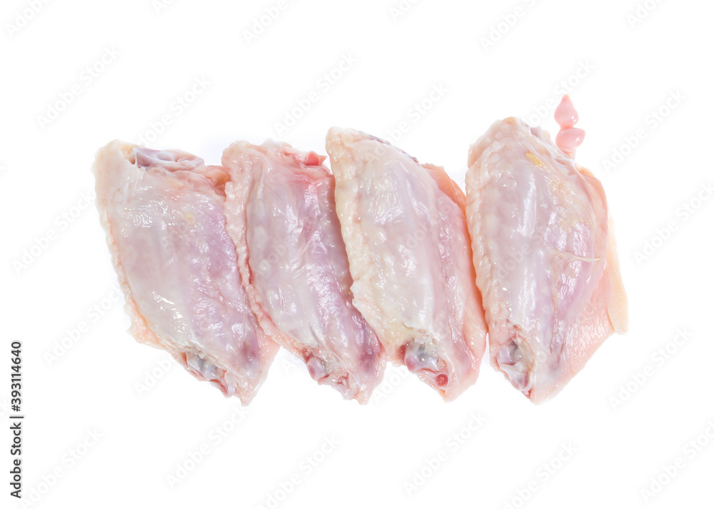 Raw chicken on cutting board on white background Raw chicken on cutting board on white background