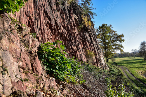 Fototapeta Naklejka Na Ścianę i Meble -  Red volcanic rock rhyolite - Swierzawa, Kaczawskie Mountains, Lower Silesia Poland