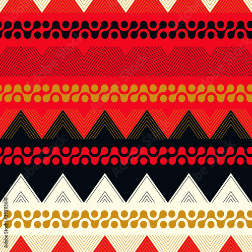 wrapping paper seamless tile ethnic gold red ivory black