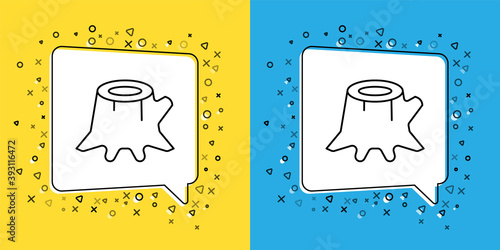 Set line Tree stump icon isolated on yellow and blue background. Vector.